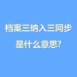 档案三纳入三同步是什么意思?